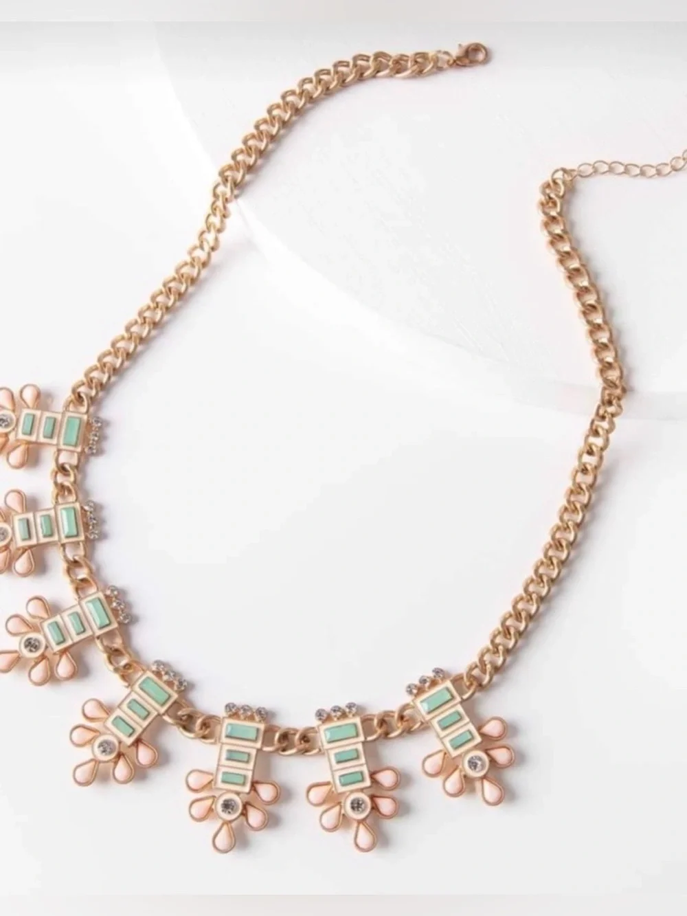 Plunder Gold-Tone Necklace with Pink Beads & Turquoise Accents